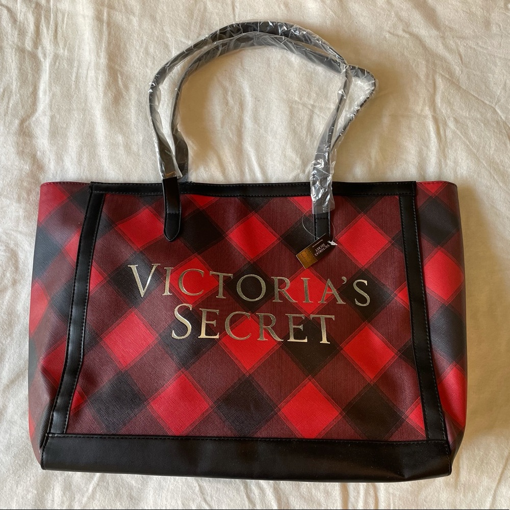 NWT: Victoria Secret Black Red Tote Bag Purse Holiday Cute